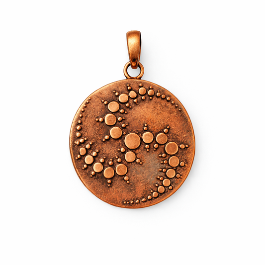 Sacred Geometry Constellation Celtic Maze Pendant – Copper