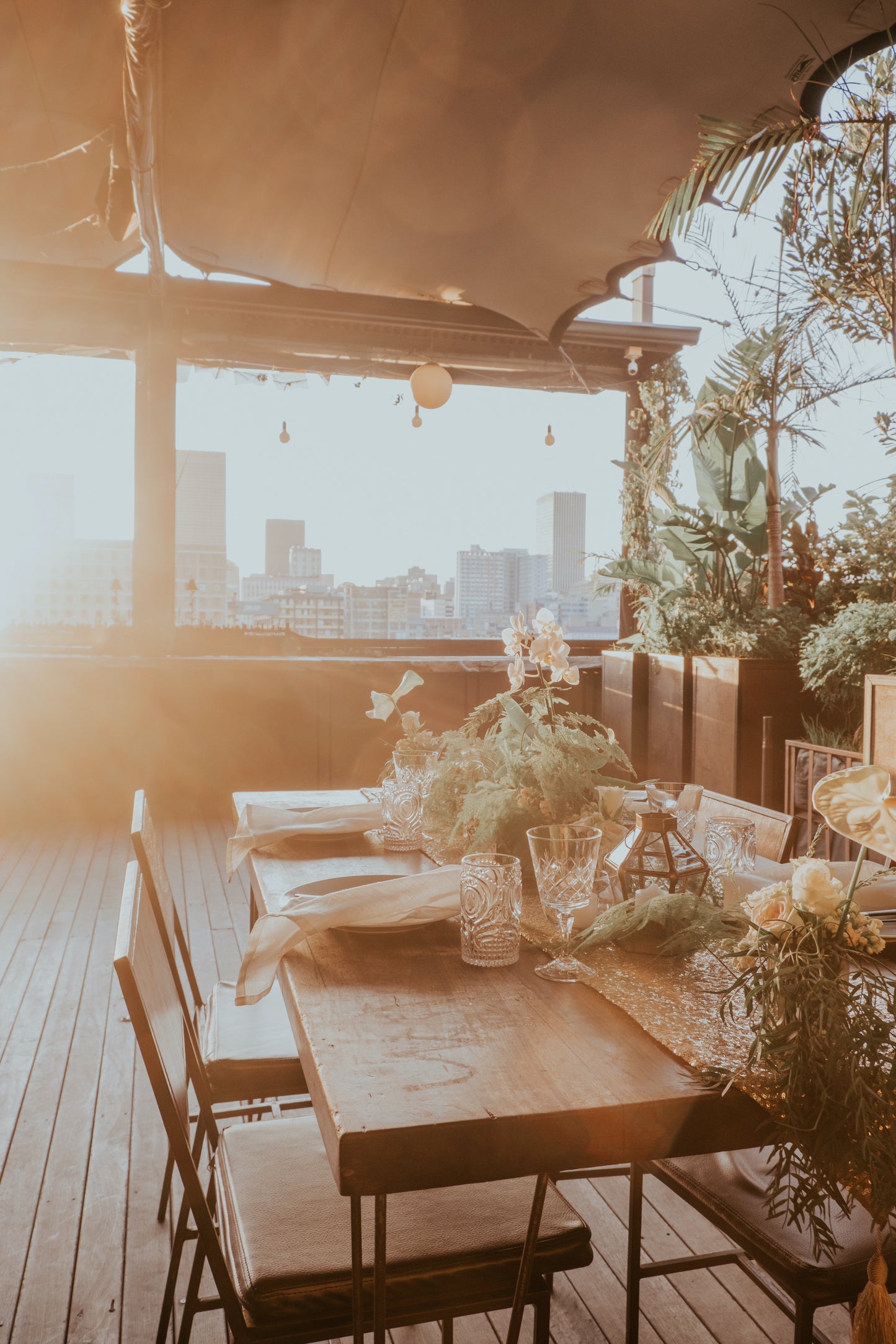 White + Gold + Greenery Table Setting