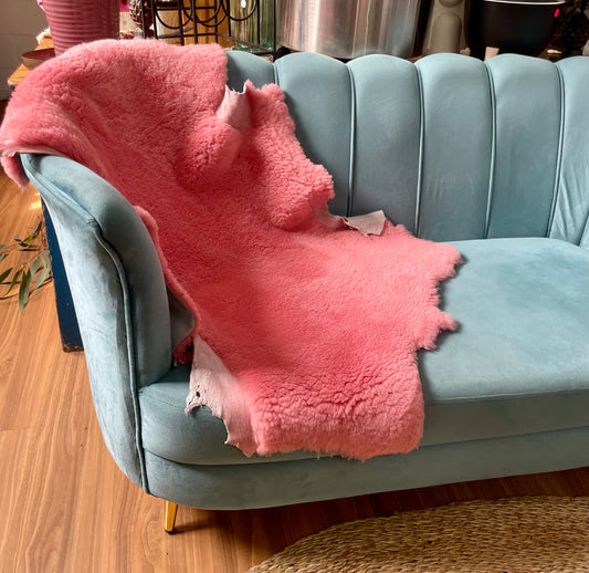 Fluffy Real Pink Sheepskin