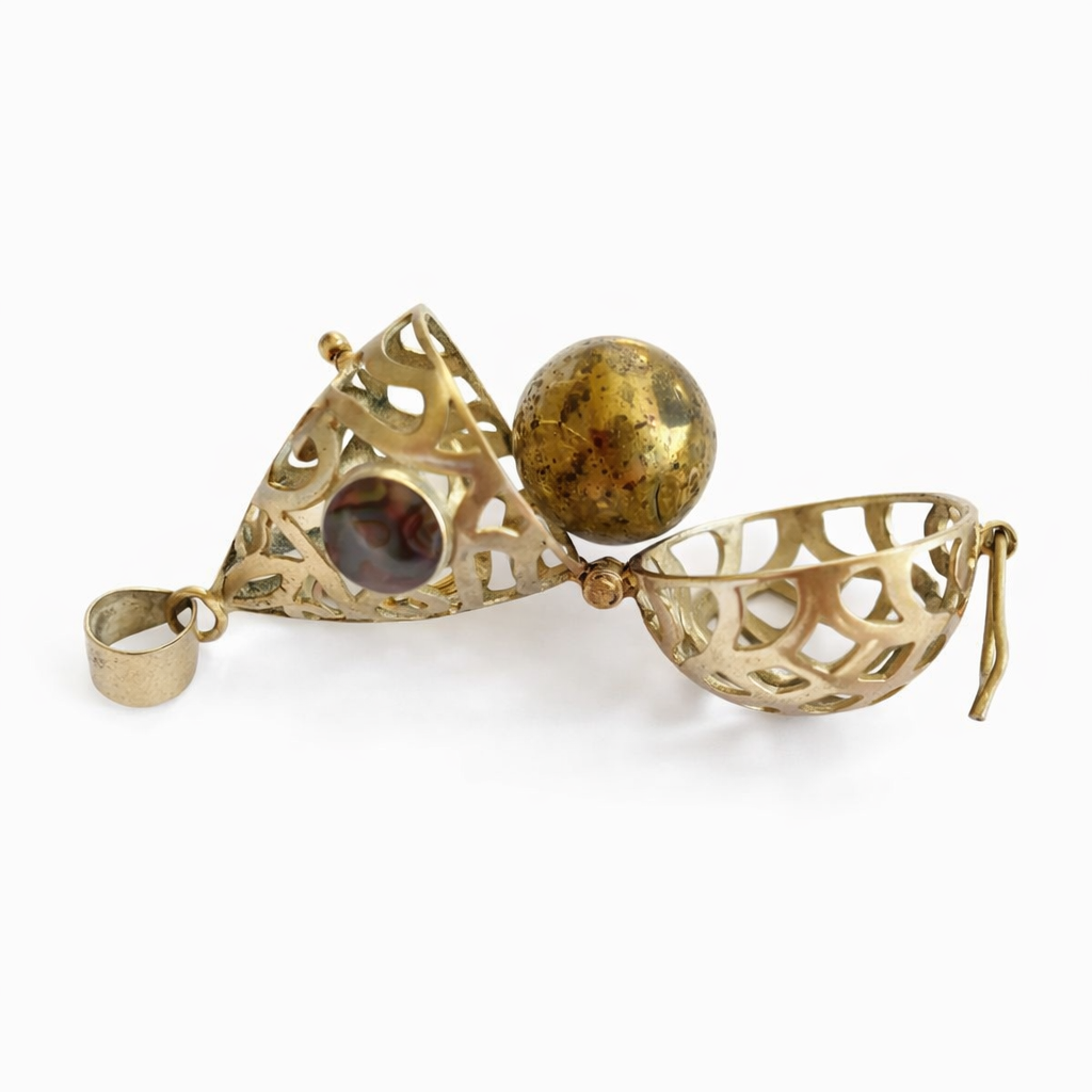 Sterling Silver Teardrop Locket with Abalone Jingle Ball