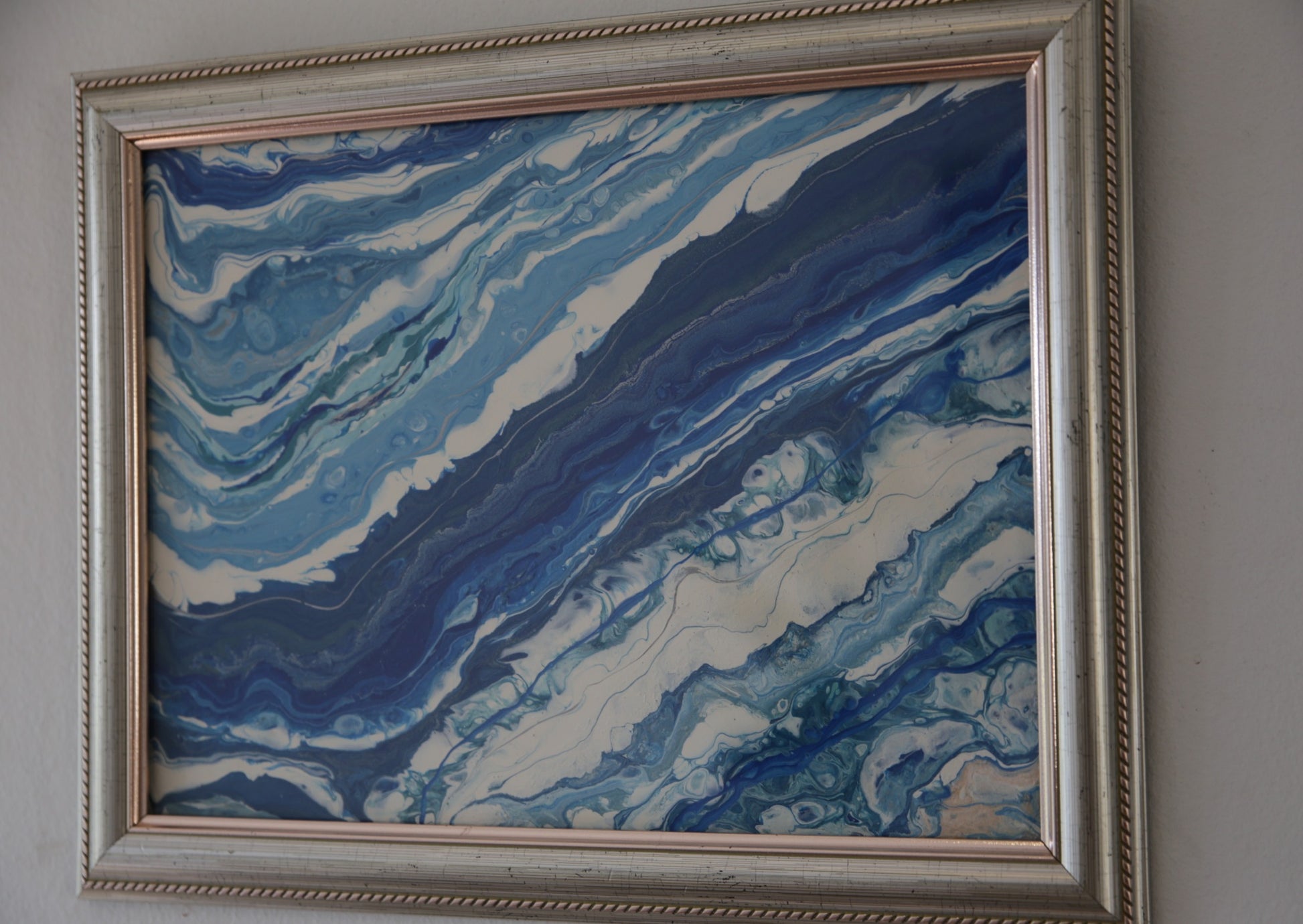 Hand Painted Agate Crystal in silver frame
