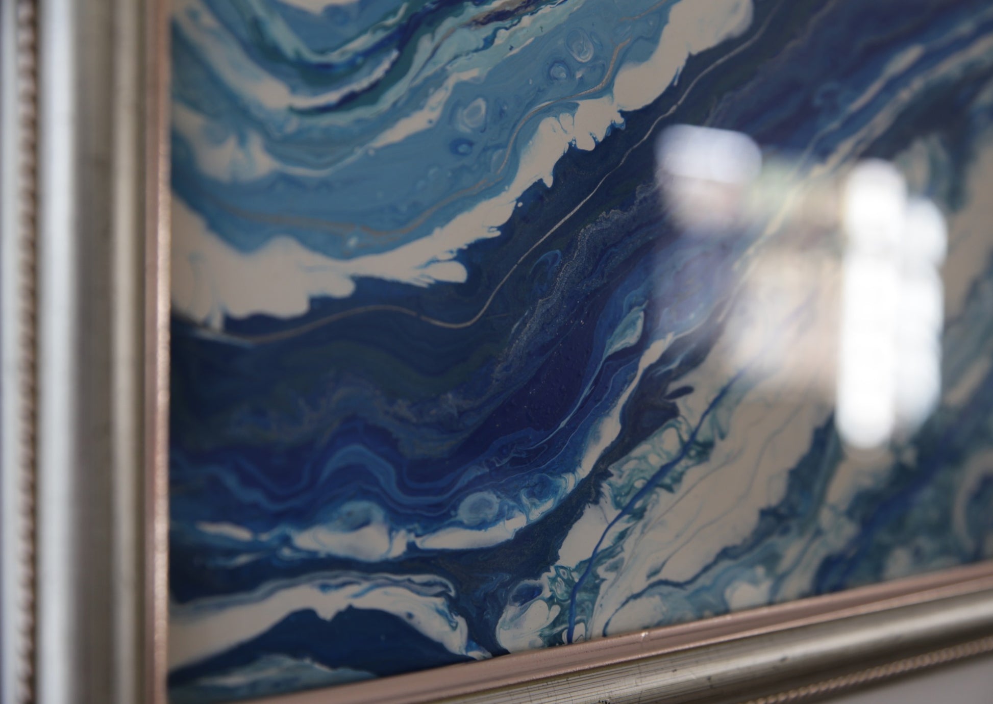 Hand Painted Agate Crystal in silver frame