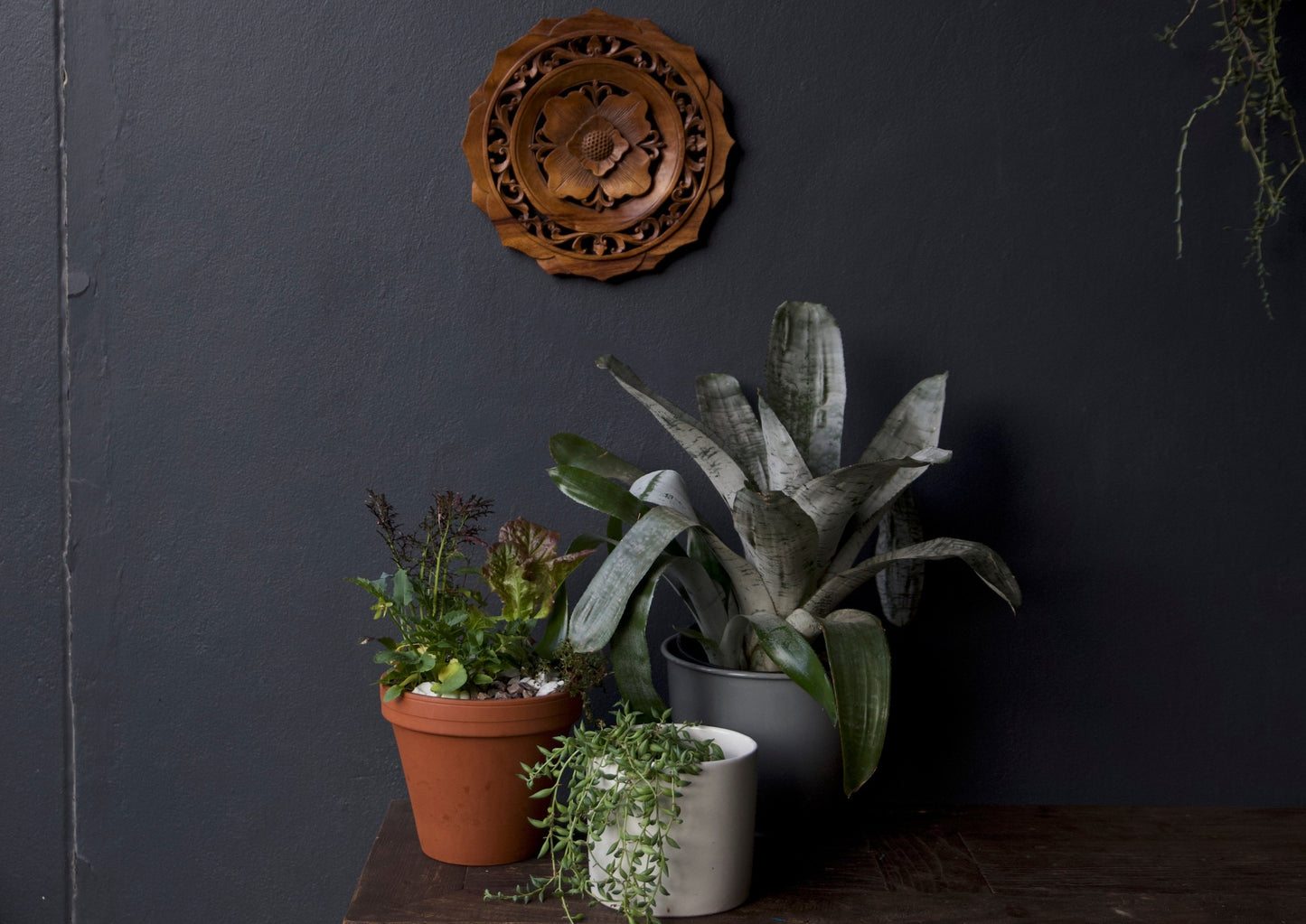 Flower Mandala Hand Carved Wooden Wall Sculpture