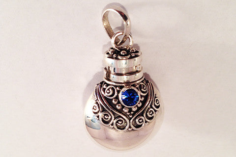 Alchemy Vessel Pendant with Blue Gemstone – Sterling Silver