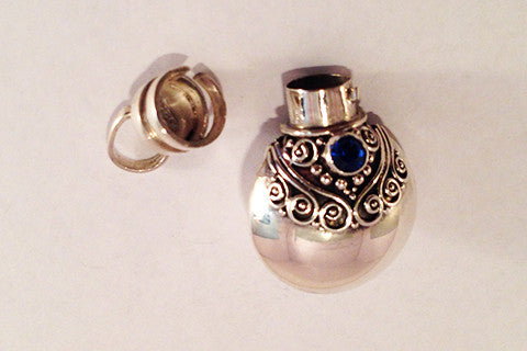 Alchemy Vessel Pendant with Blue Gemstone – Sterling Silver