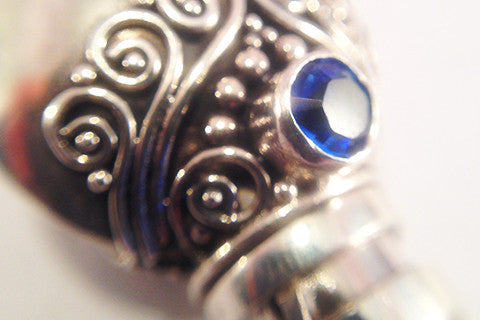 Alchemy Vessel Pendant with Blue Gemstone – Sterling Silver