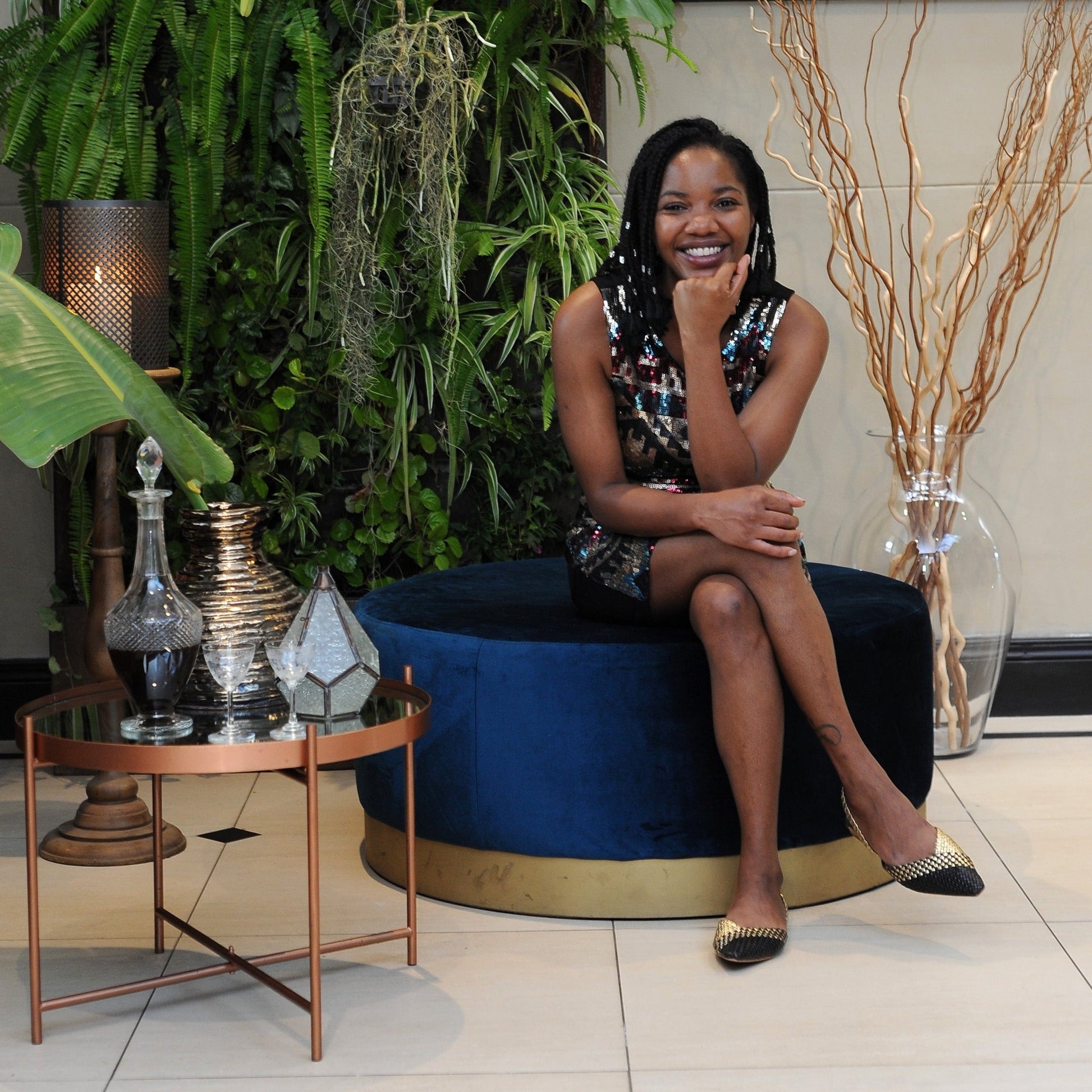 Large Teal Ottoman Event Decor Furniture Rental Johannesburg