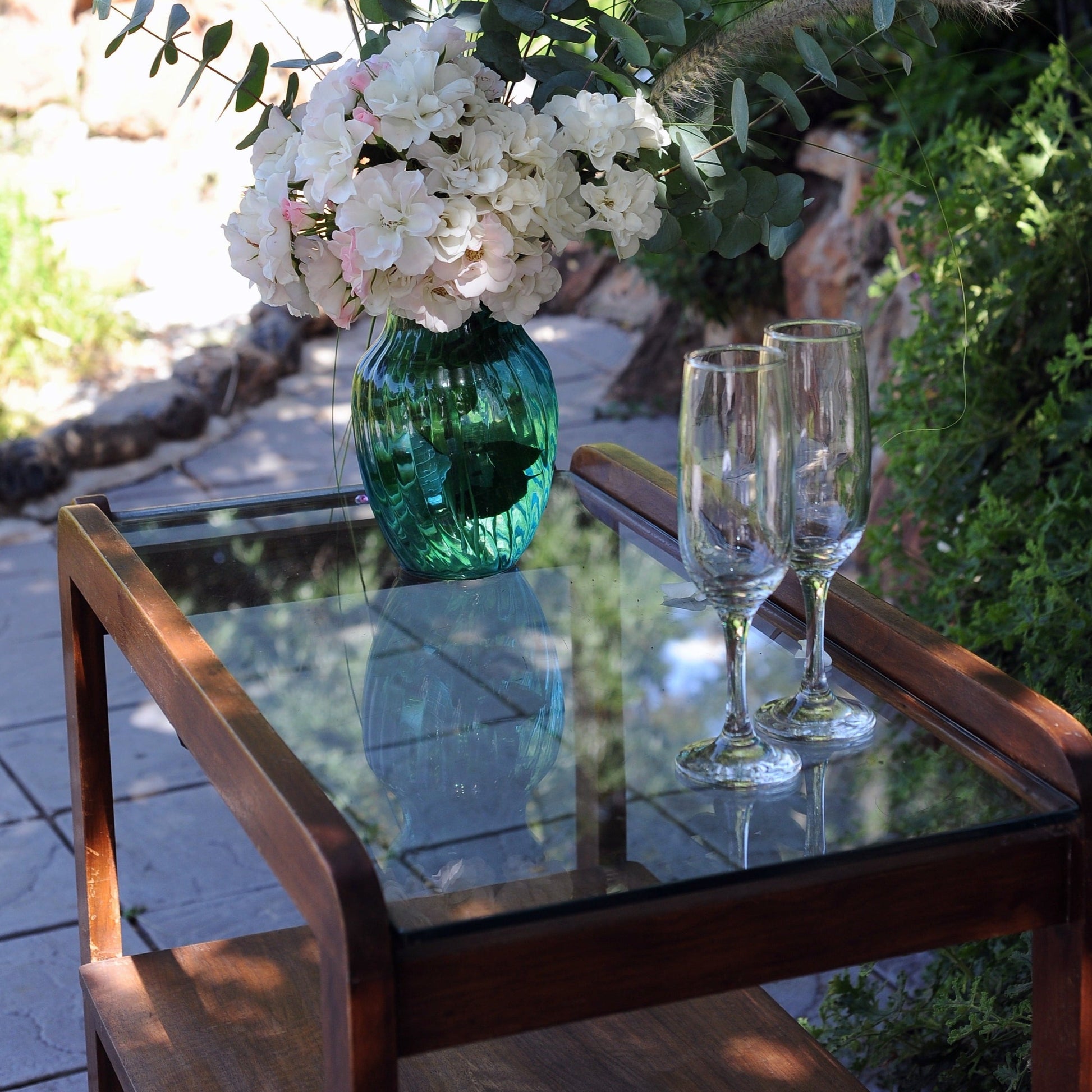 Wood and Glass Drinks Trolley Event Decor Furniture Rental Johannesburg