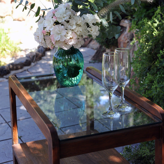 Wood and Glass Drinks Trolley Event Decor Furniture Rental Johannesburg