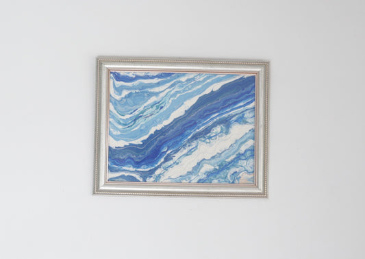 Hand Painted Agate Crystal in silver frame